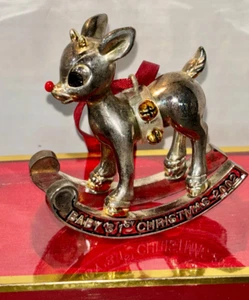 Lenox Baby's 1st Christmas Rudolph Reindeer 2002 adorno plateado en caja - Imagen 1 de 8