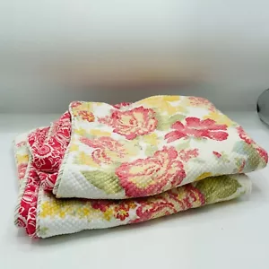 Mary Jane's Home Quilted Pillow Shams Floral Flowers Red Cottage Core 25 x 19 - Picture 1 of 6