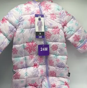 Girls Size 24M Spyder Hooded Snowsuit With Fold Over Mittens / Booties Purple - Picture 1 of 9