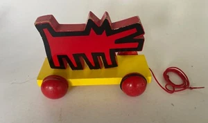 Keith Haring bellender Hund Zugspielzeug 1992 Made in France - Bild 1 von 4