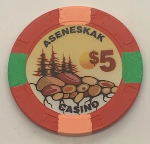 Aseneskak Casino $5 Chip The Pas Manitoba Canada Indian Tribal H&C 2002 - Imagen 1 de 3