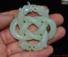 china hetian jade hand carved dragon long Feng Shui animal statue amulet Pendant