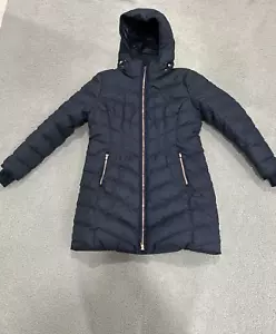 Athleta Responsible Down-ieville Jacket Womens L Blue Goose Down Hooded Parka - Picture 1 of 13