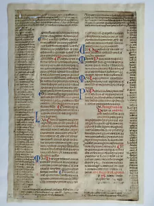 Justinianus Corpus juris Original Handschrift Blatt Initialen Pergament - 1270 - Bild 1 von 4