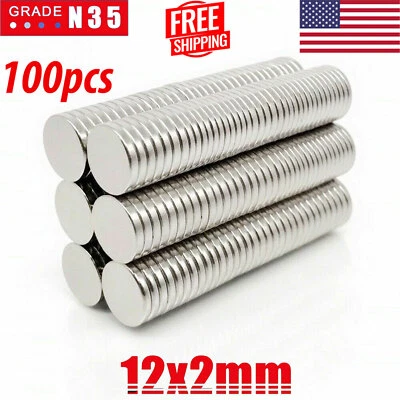 VI22 100 Neodymium Magnets Round Disc N35 Super Strong Rare Earth 12mm X 2mm Lot New