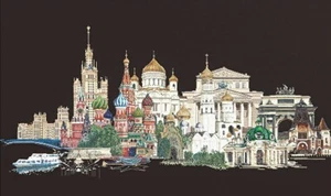 Thea Gouverneur Cities of the World MOSCOW Counted Cross Stitch Kit (Black Aida) - Imagen 1 de 3