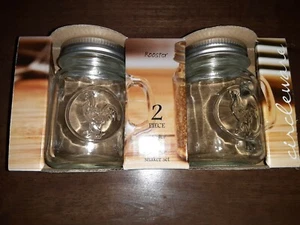 CIRCLEWARE Rooster Mason Jar Style Salt + Pepper Shakers NEW IN BOX Mod Country - Picture 1 of 5