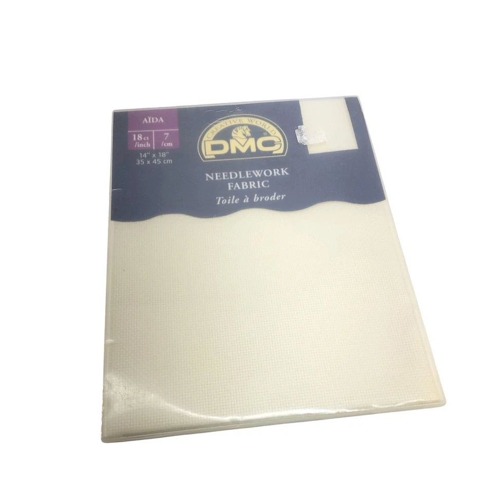 Vtg DMC Aida 18ct Needlework Fabric 14" x 18" 100% Cotton Made In Brazil NOS - Image 1 of 4