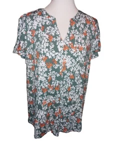 NUEVO CON ETIQUETAS Liz Claiborne XL Flutter Manga Corta Floral Top Rayón Spandex Suave Cuello en V - Imagen 1 de 13