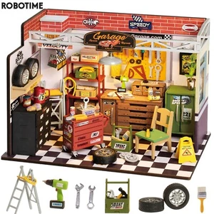 Rolife Garage Workshop 1:20 DIY Mini Dollhouse 3D Wooden Puzzle Build Kid Gifts - Picture 1 of 9