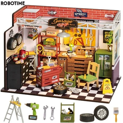 Rolife Garage Workshop 1:20 DIY Mini Dollhouse 3D Wooden Puzzle Build Kid Gifts - Image 1 of 4