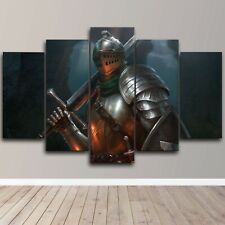 Knight Warrior Armour Sword Brave War 5 Piece Canvas Wall Art Print Home Decor