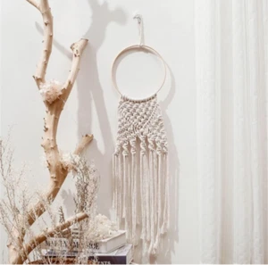 Macrame Wall Hanging Tapestry Woven Bohemian Handmade Tassel Deco circle beads - Picture 1 of 3