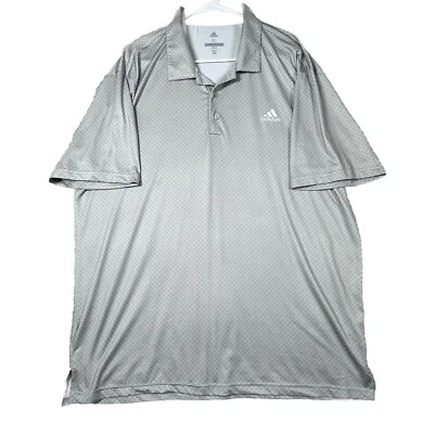 Camisa polo de golf Adidas para hombre XL gris rendimiento geométrico estampado en todas partes Foto 1 de 4