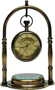 Beautiful Vintage Brass Desk Clock Table Clock Antique Nautical Clock Brass - Picture 1 of 6