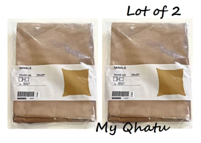 Lot of 2 Ikea SANELA Pillow Cushion Cover 20" x 20" Velvet Cotton Light Brown - Image 1 of 4