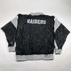 NEW Vintage Los Angeles Raiders Warm Up Track Jacket Mens 2XL 46 Black Silver - Picture 1 of 6