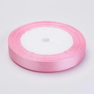 BOBINE 22m RUBAN SATIN ROSE 7mm perles scrap bijoux - Imagen 1 de 2