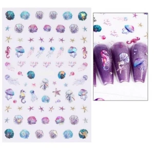Nail Art Stickers Jelly Fish Sea shells Starfish Seahorse Summer Holiday (LN08) - Picture 1 of 2