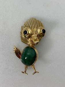 Broche vintage esmeralda de oro de 18 quilates y pato zafiro novedad pájaro años 1950 - años 1960 - Imagen 1 de 9