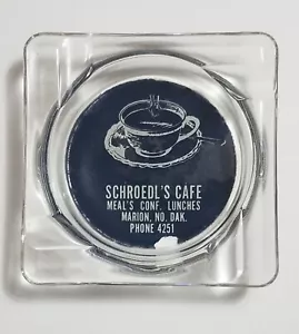 Marion North Dakota Schroedl's Cafe Phone 4251 Advertising Glass Ashtray - Picture 1 of 2