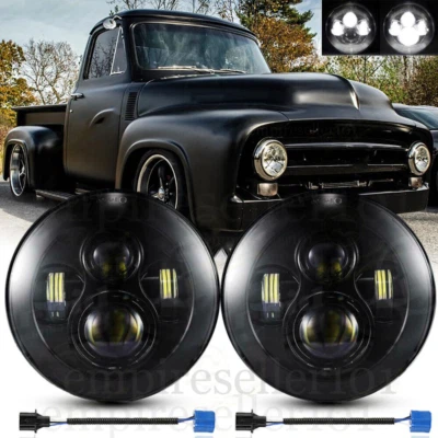 Par de faros LED de 7" haz alto/bajo para camioneta Ford F-100 F-250 F-350 1953-1977 Foto 1 de 4