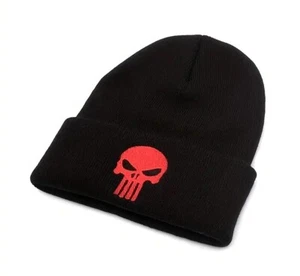 THE PUNISHER Black Knit Beanie Cap W/Red Embroidery. NIB, Unisex Adult - Picture 1 of 2