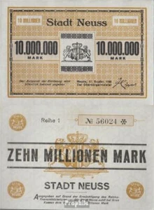 Banknoten Neuss 1923 Inflationsgeld der Stadt Neuss gebraucht (III) - Bild 1 von 1