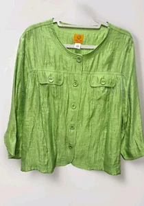 Ruby Rd Button Up Women’s Blazer Lime Green Metallic Plus Size 20W - Picture 1 of 6