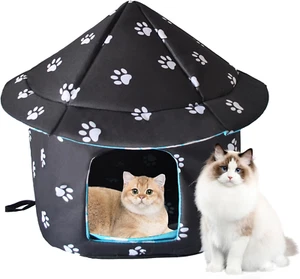 Stray Cats Shelter Cat Bed Weatherproof Foldable Cat House Warm Feral Pet Cave f - Picture 1 of 12