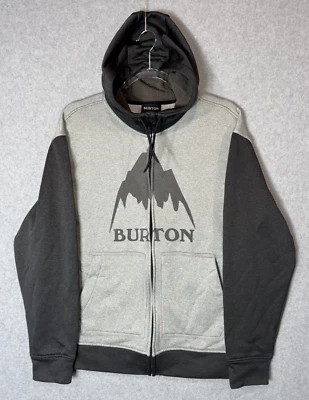 Burton Hoodie Mens XS Gray Black Full Zip Fleece Jacket Mountain Logo Outdoors - Image 1 of 4