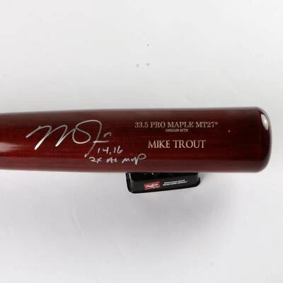 Mike Trout Signed Baseball Bat Inscribed "14, 16 2x AL MVP" Beckett Certificatio - Image 1 of 4