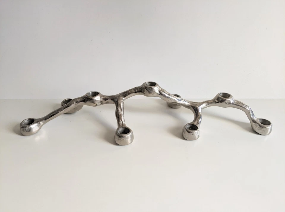 9 Candle Holder Tree Branch Candelabra Aluminum Coating Silver Cast Metal - Image 1 of 1