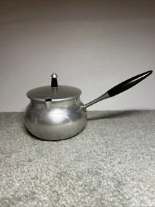 Vintage Aluminum Butter Warmer/Sauce Pot w/Lid Black Handle Made In Spain - Picture 1 of 9
