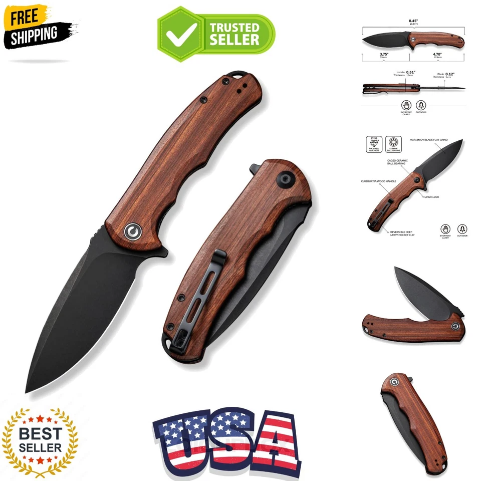 CIVIVI Praxis Cuibourtia 3.75 Inch Plain Black Stonewash Drop Point WKCC803H