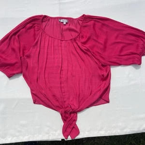 Jennifer Lopez JLO rosa Bluse Medium M vorne Bindegürtel Oversize BOHO Bauer  - Bild 1 von 9