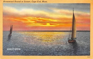 Postkarte Sonnenuntergang heimwärts gebunden bei Cape Cod Massachusetts - Bild 1 von 2