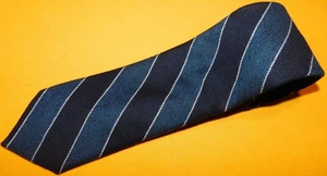BREUER MADE IN ITALY BLUE/BLACK/WHITE STRIPED ALL WOOL TIE - DESIGNER TIES. - Picture 1 of 3