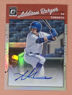 Addison Barger 2023 Donruss Optic 1990 Auto Autograph Silver Prizm Prospect Card - Image 1 of 2