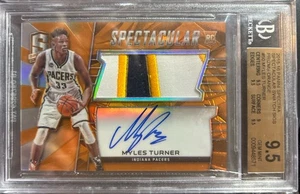 2015-16 Spectra Myles Turner ROOKIE PATCH AUTO ORANGE PRIZM /25 RC BGS 9.5 Bb - Picture 1 of 2