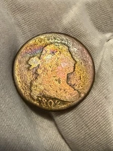 1802 1c Draped Bust Large Cent Fine Detail Reverse Cuds Die Breaks Toned - Picture 1 of 2