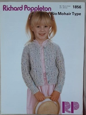 Orig Richard Poppleton Rio Mohair Type Child Cardigan 22"-30" Knit Pattern 1856 - Image 1 of 2