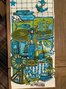 Vintage Parisian Print Linen Kitchen Tea Towel Art Seaside Salem Nantucket NEW - Picture 1 of 4