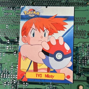 TV3 Misty Topps Pokemon Carta Personaggio TV Animazione Serie 1 Logo Verde - Foto 1 di 5