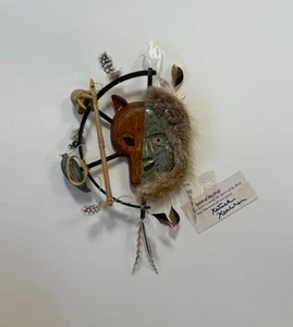 Máscara espíritu lobo y hombre Katuck Kealiher Anchorage Alaska Inupiaq *tal cual - Imagen 1 de 15