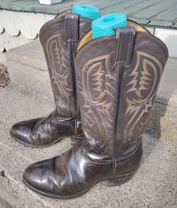 Vintage 1970er Tony Lama Damengröße 8 EE Stiefel Black Label hergestellt in den USA Leder - Bild 1 von 23