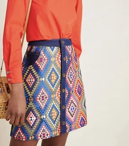 Minifalda vaquera bordada Anthropologie de MANISH ARORA TALLA 2 - Imagen 1 de 8