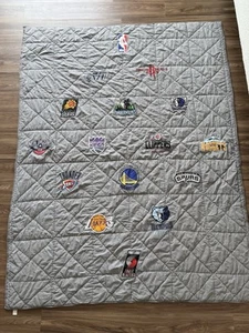 Pottery Barn Teen NBA Western Conference Grey Quilt TWIN Patches 68”x86” TWIN XL - Picture 1 of 18