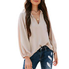 Women Blouse Thin Dressing Up Solid Color Spring Tee Top Comfy