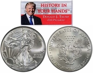 2017 Silver Eagle Donald J. Trump Label PCGS MS70 First Coin! First Day Issue - Picture 1 of 9